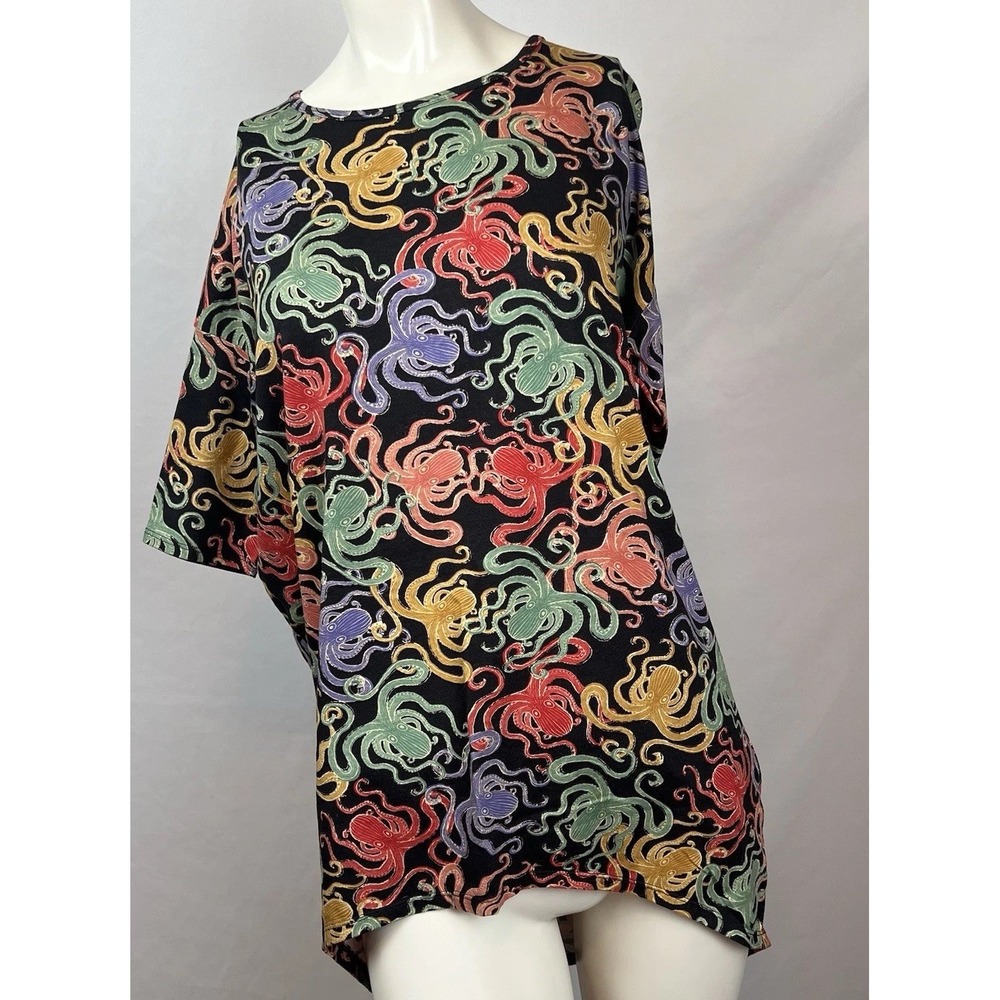 LULA ROE SHIRT  NECK MULTICOLOR SHORT  OCTOPUS PRINT TOP Sz XS
